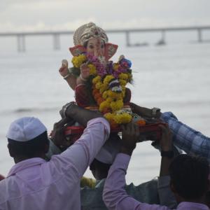 PIX: Ganapati visarjan begins in Mumbai