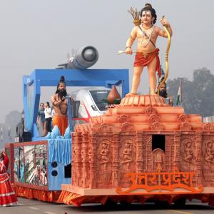 Ram Lalla statue with Brahmos on UP's R-Day tableau