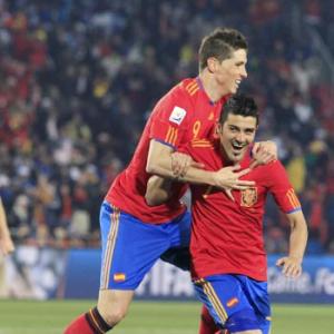 Images:Villa double gives Spain win over Honduras