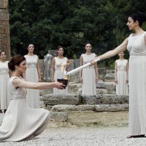 London Olympics torch lit in Ancient Olympia