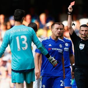 Thibaut Courtois: Chelsea appeal red card shown to goalkeeper