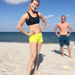 Eugenie Bouchard sweats it out on the beach