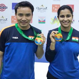 Shooting WC: Jitu Rai, Heena Sidhu bag gold in mixed team event