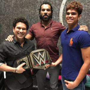 PHOTOS: When WWE champion met the 'God of Cricket'