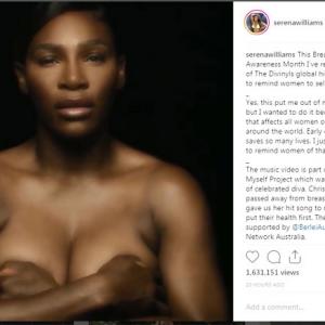 Serena goes topless to raise breast cancer awareness