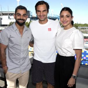 PIX: Virat-Anushka catch up with Federer at Aus Open