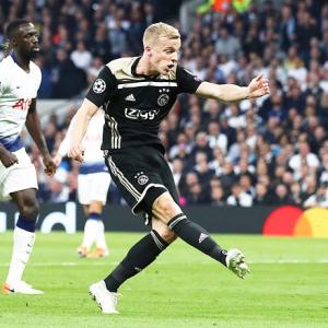 PICS: Van de Beek gives Ajax edge over Spurs in semis