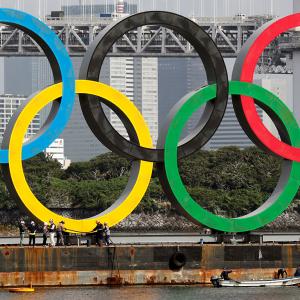 PIX: Olympic rings temporarily removed from Tokyo Bay