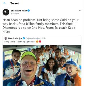 SRK's cheeky exchanges with hockey coach Marijne