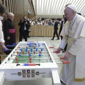 Soccer-loving Pope Francis gets new toy!