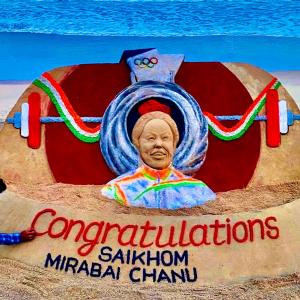 Saluting Mirabai Chanu's Silver in Sand