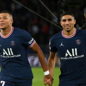 It's friendship on the sidelines for Mbappe and Hakimi