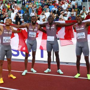 PICS: Canada stun US to win men's 4x100 relay gold
