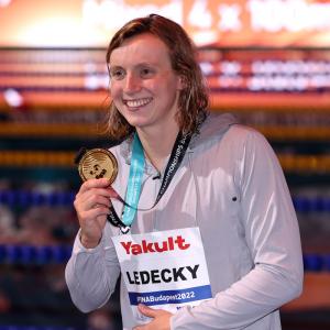 PIX: Ledecky wins 19th gold; butterfly double by Milak