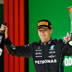 F1 PIX: Russell takes first win in Mercedes one-two