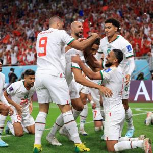 PIX: Morocco STUN Belgium to claim long-awaited win