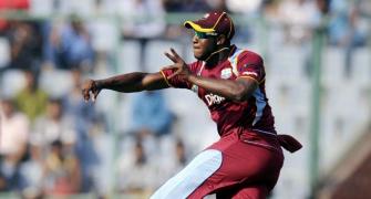 West Indies players protest with black armband during second ODI in Delhi
