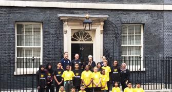 Pics: Broad plays in first cricket match at 10 Downing Street