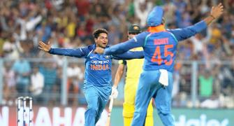 PIX: Kuldeep 'tricks' as India down Aus by 50 runs, lead series 2-0