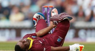 West Indies batsman Lewis retires hurt with record 176