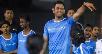 PIX: Dhoni takes to the football field