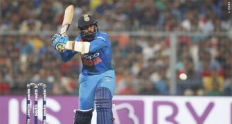 1st T20I PIX: Debutant Krunal shines as India stagger to 5-wicket win