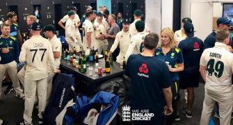 WATCH: England, Australia players share dressing room