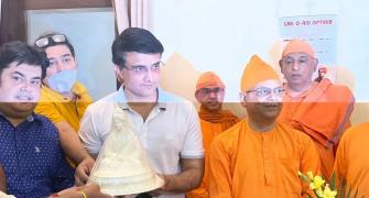 PIX: Ganguly visits Belur Math, donates 2000kgs rice