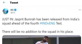 Bumrah released from India squad