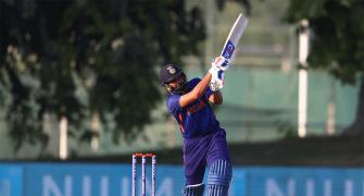 Warm-up, PIX: India down Aus as Rohit regains form