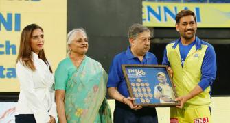 PICS: CSK's Dhoni felicitated for completing milestone