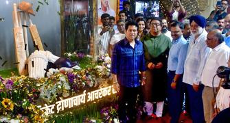 PIX: Tendulkar inaugurates Ramakant Achrekar memorial