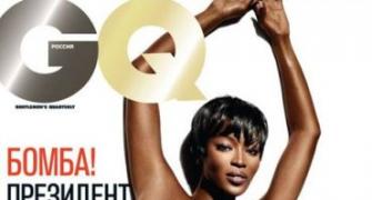 Naomi Campbell poses topless -- with a snake!