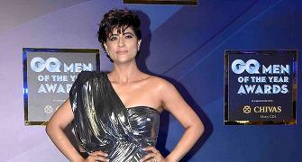 Must-see! Tahira goes bold in a metallic gown