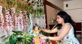 'Ganpati is sitting on a jasmine flower'
