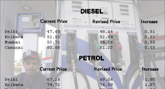 Petrol price hiked by Rs 1.50, diesel 45 paise