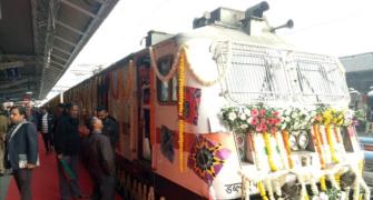 Weather holds up Goyal, Gujarat CM flags off Tejas Exp