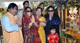 PIX: Bappi Lahiri celebrates Saraswati pooja with friends