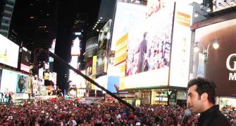 PIX: Ranbir, Rishi, Neetu Kapoor in New York's Times Square