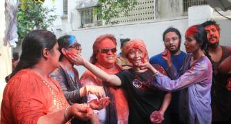 PIX: Bappi Lahiri celebrates Holi with family
