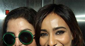 PIX: Farah Khan watches a film with Neha Sharma