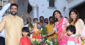 PIX: Shilpa Shetty, family bid adieu to Ganpati