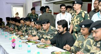 Ram Charan Enjoys A Meal With BSF Jawans