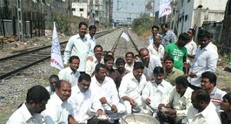 IMAGES: 'Rail roko' cripples services in Telangana