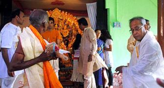 Exclusive! President Mukherjee celebrates Durga Puja