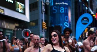 PHOTOS: Guinness on their mind, New Yorkers strip down