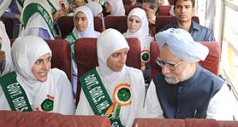 PM interacts with school children on board train to Kashmir