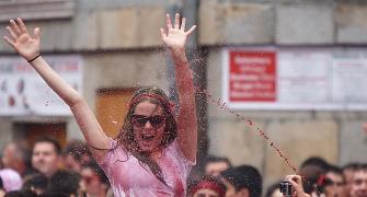 Ole! Everyone's on the run in Spain when the bulls hit the streets