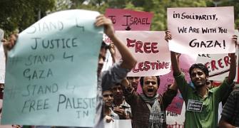 Protests outside Israeli embassy in Delhi over airstrikes in Gaza Strip