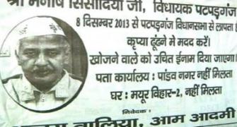 AAP MLA Manish Sisodia 'missing', say posters in Patparganj